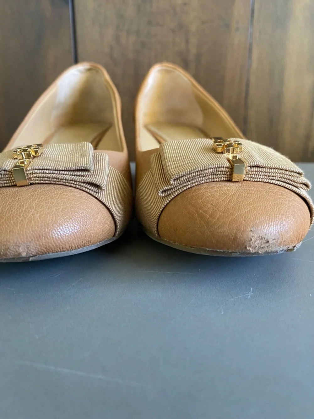 Tory Burch Trudy Wedge Pumps Tan Size 7.5-8